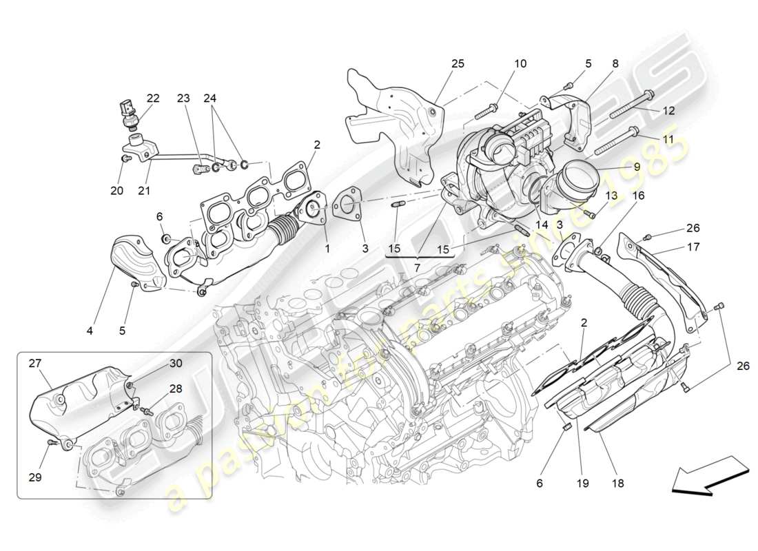 Maserati Ghibli (2015) turbocharging system: equipments Part Diagram