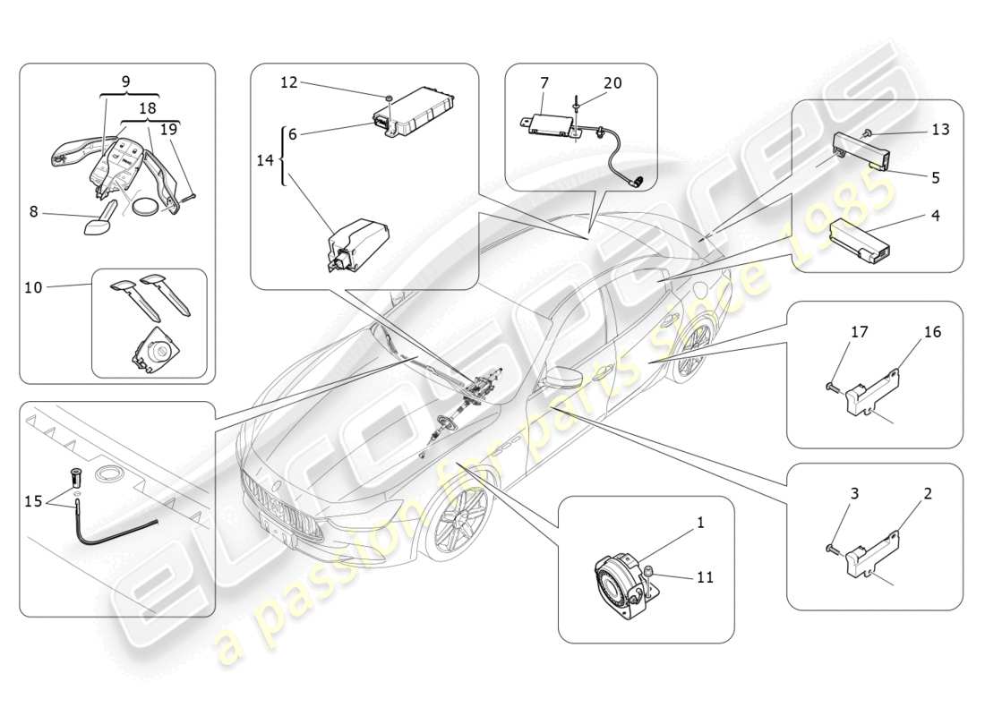 Maserati Ghibli (2015) alarm and immobilizer system Part Diagram