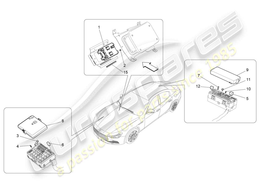 Maserati Ghibli (2015) relays, fuses and boxes Part Diagram