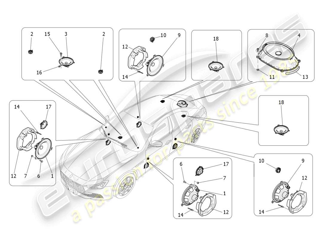 Maserati Ghibli (2015) sound diffusion system Part Diagram