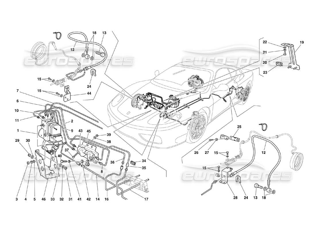 Ferrari 360 Challenge (2000) Brake System Part Diagram