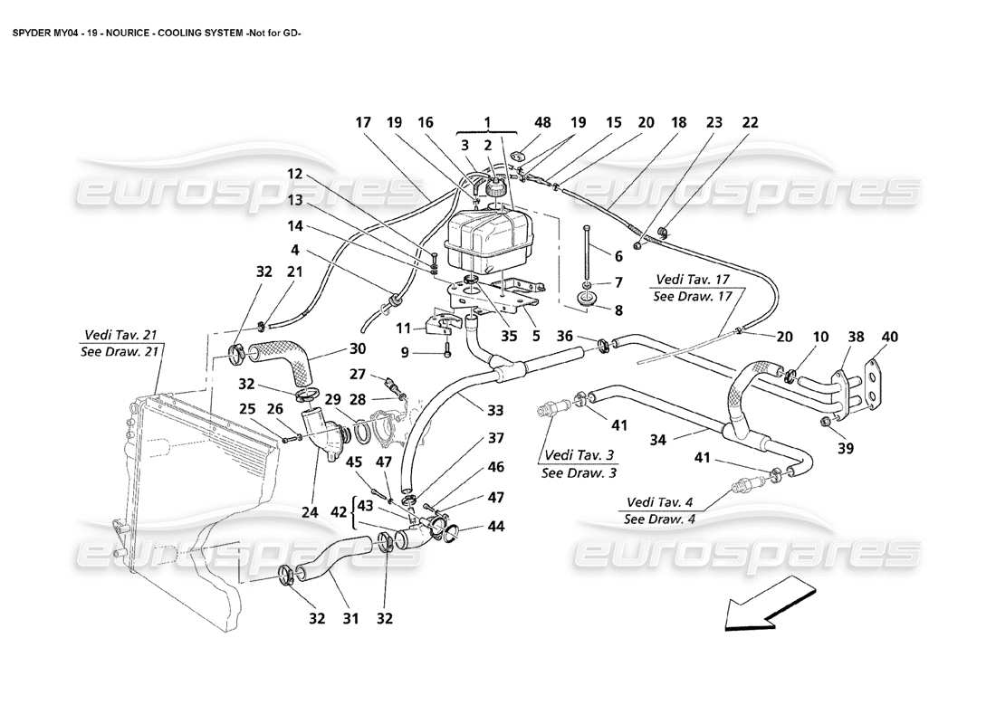 Maserati 4200 Spyder (2004) Nourice Cooling System Not for GD Part Diagram