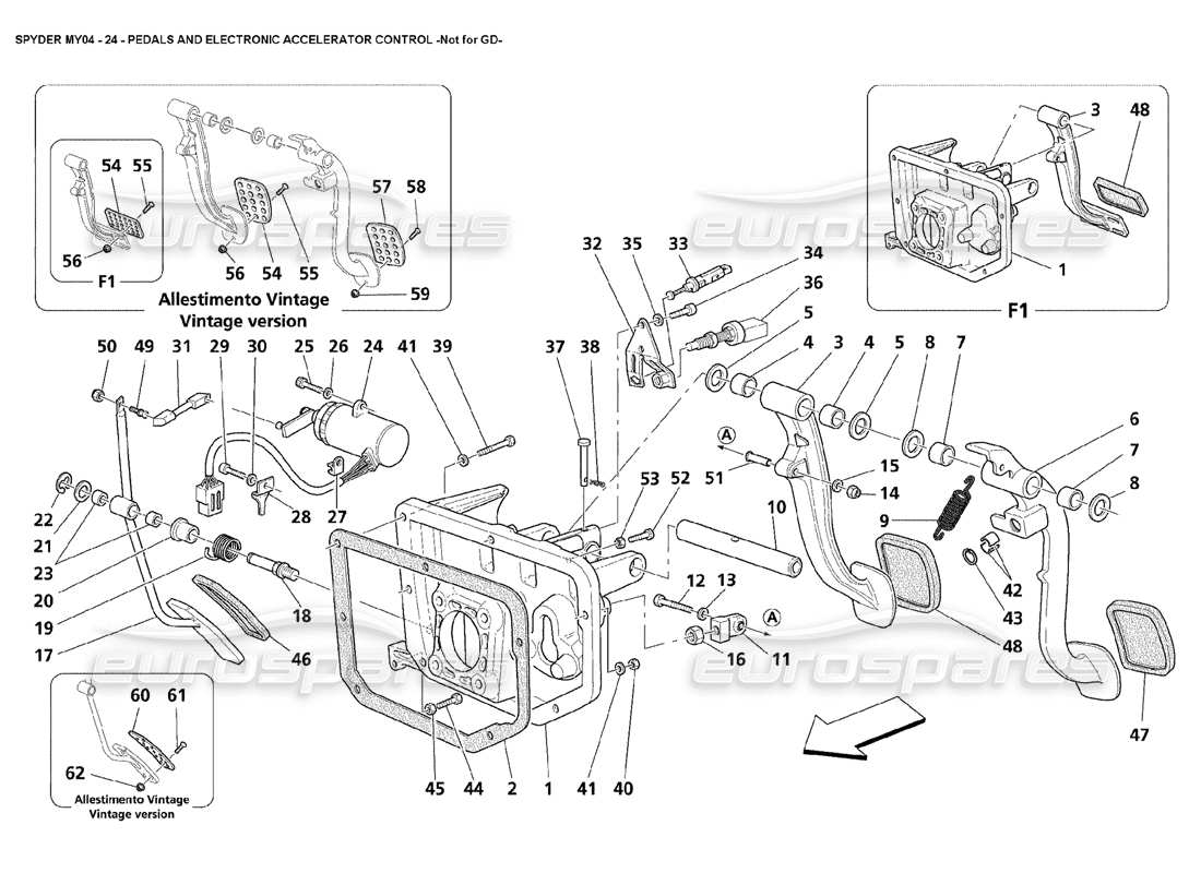 Maserati 4200 Spyder (2004) Pedals and Electronic Accelerator Control Not for GD Part Diagram