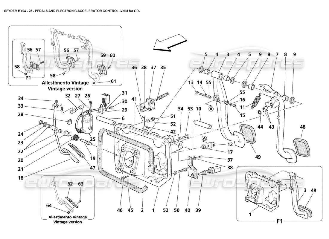 Maserati 4200 Spyder (2004) Pedals and Electronic Accelerator Control Valid for GD Part Diagram