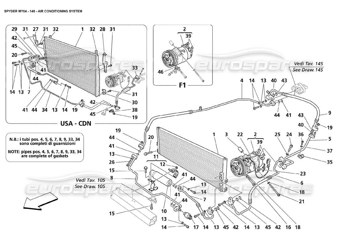 Maserati 4200 Spyder (2004) air conditioning system Part Diagram