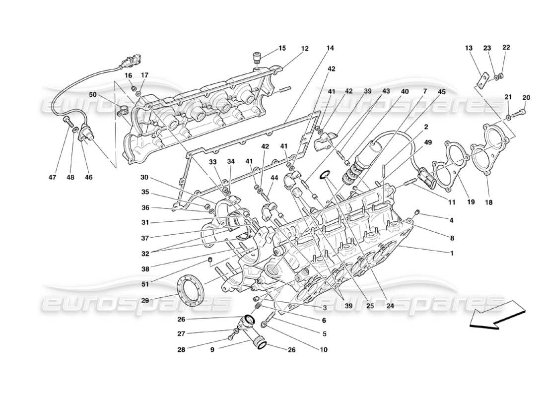 Ferrari 360 Challenge Stradale RH Cylinder Head Parts Diagram
