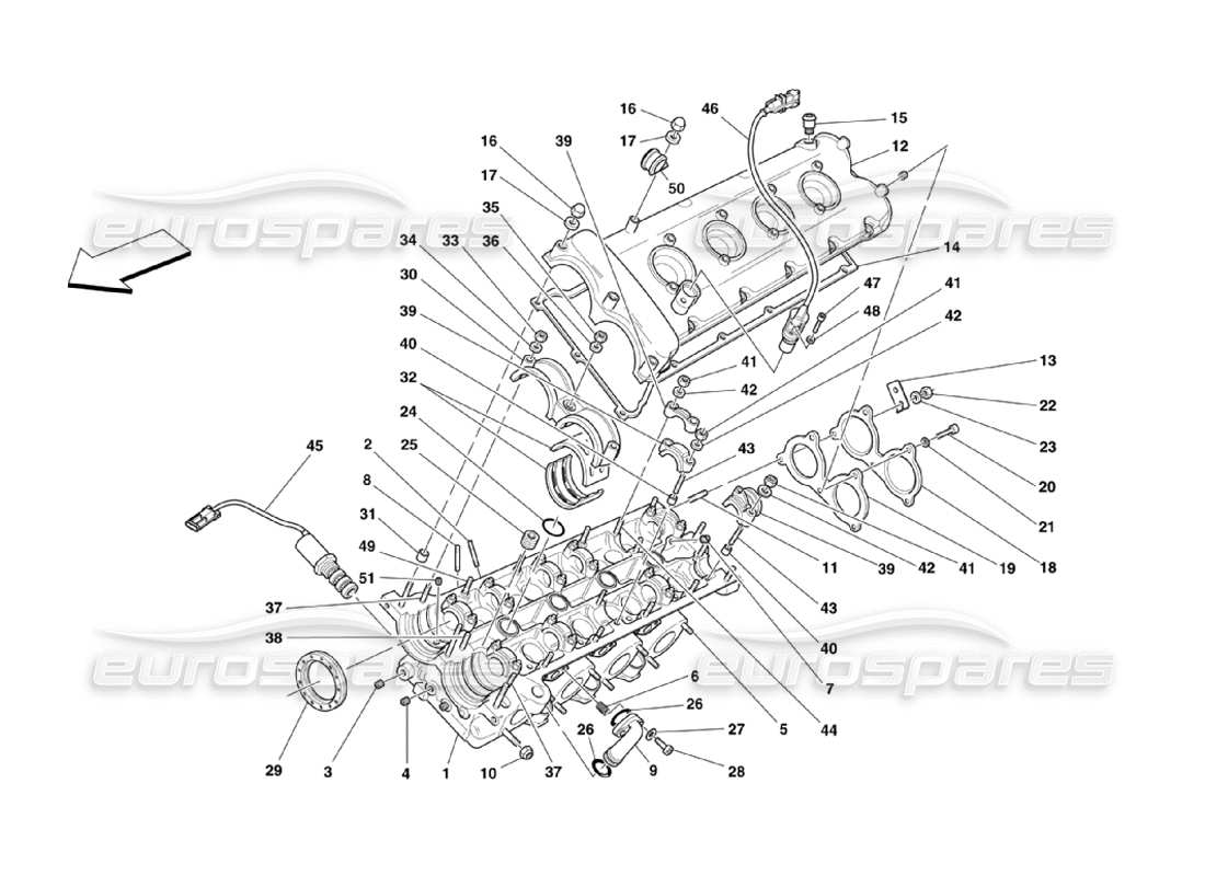 Ferrari 360 Challenge Stradale LH Cylinder Head Part Diagram