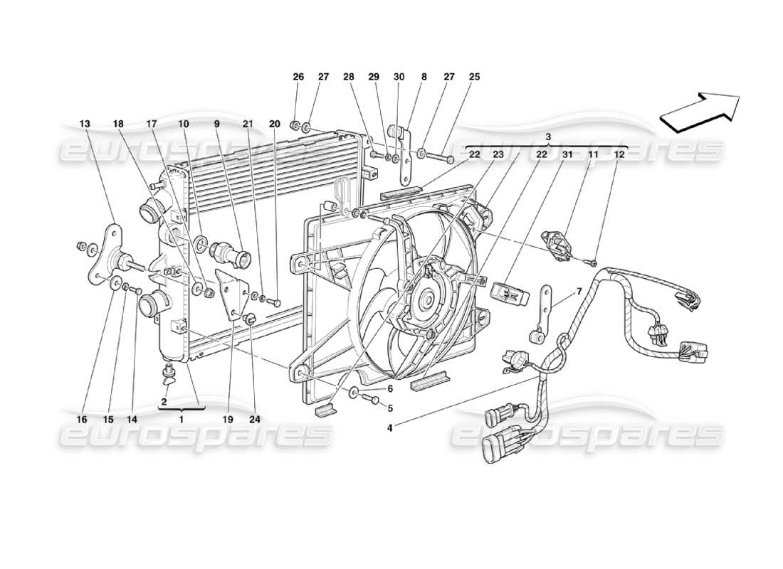 Ferrari 360 Challenge Stradale Cooling System Radiators Part Diagram
