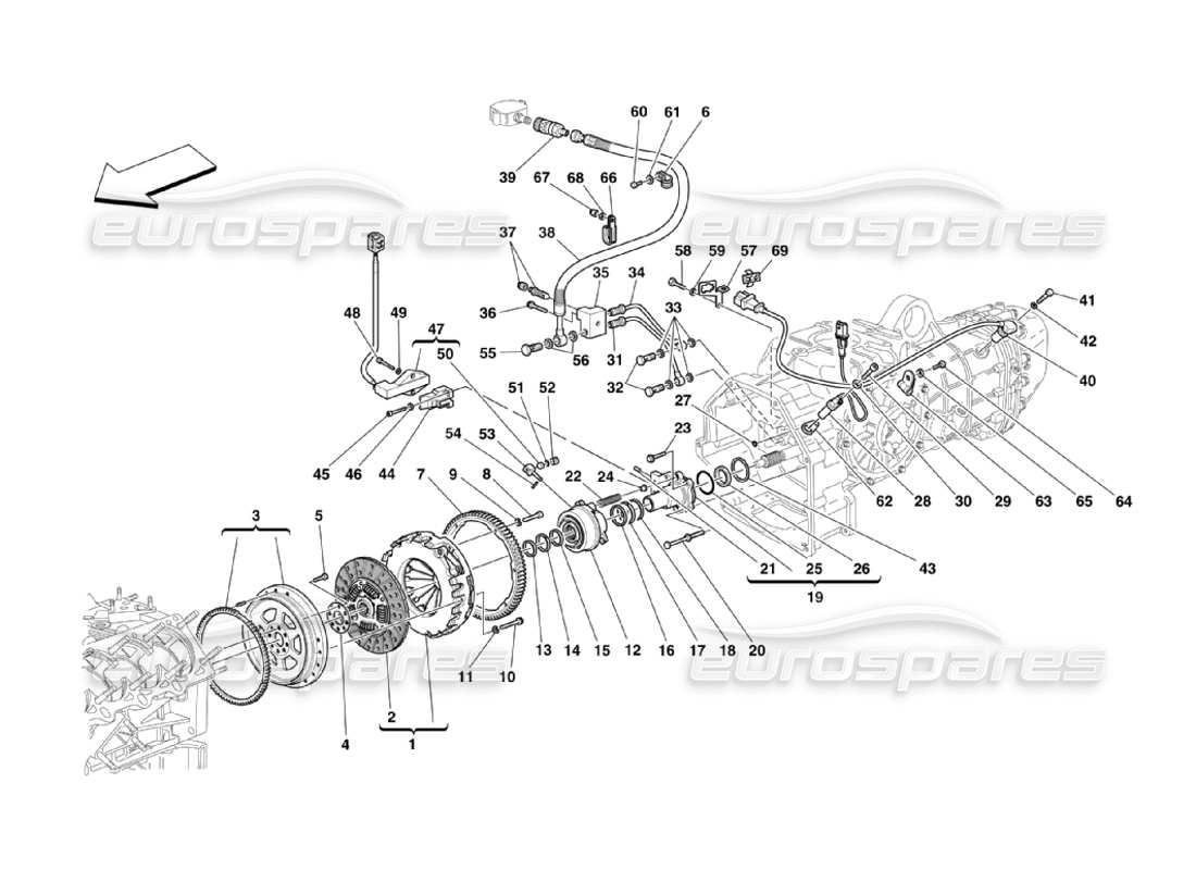 Ferrari 360 Challenge Stradale Clutch and Controls Part Diagram
