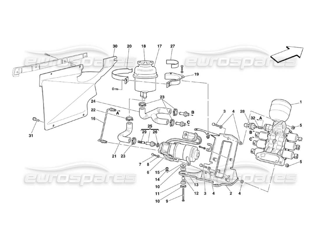 Ferrari 360 Challenge Stradale Power Unit and Tank Part Diagram
