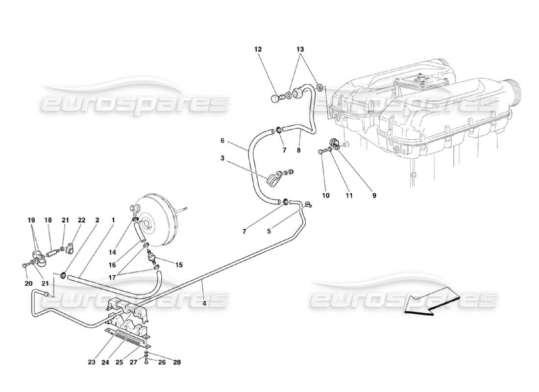 Ferrari 360 Challenge Stradale Brake Booster System Parts Diagram