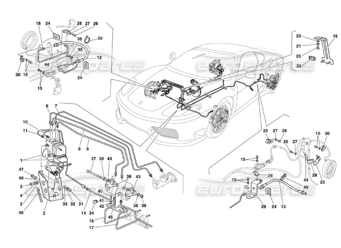 Ferrari 360 Challenge Stradale Brake System Parts Diagram