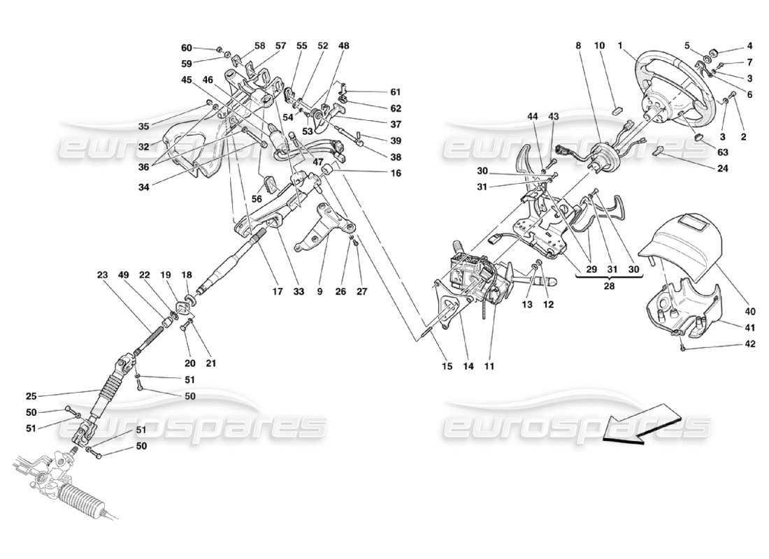 Ferrari 360 Challenge Stradale Steering Column Part Diagram