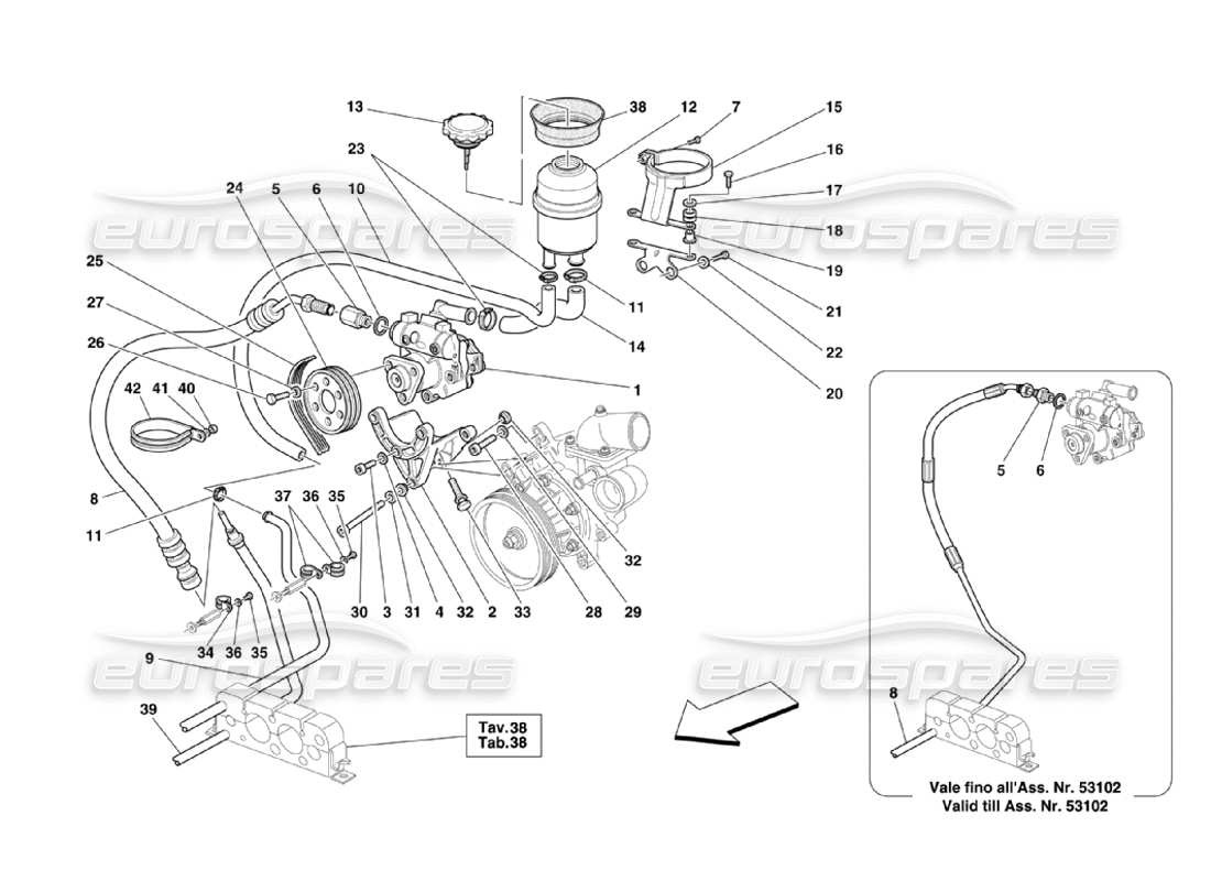 Ferrari 360 Challenge Stradale Hydraulic Steering Pump and Tank Part Diagram