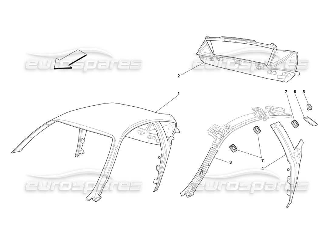 Ferrari 360 Challenge Stradale ROOF - STRUCTURE Parts Diagram