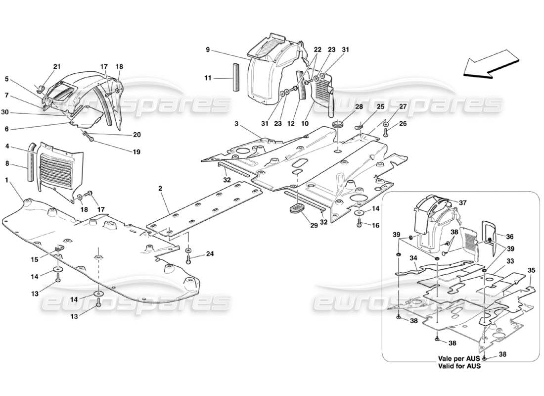 Ferrari 360 Challenge Stradale Flat Floor Pan and Wheelhouse Parts Diagram