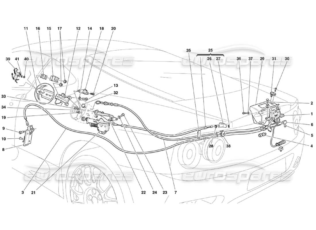 Ferrari 360 Challenge Stradale Opening Devices for Engine Bonnet and Gas Door Part Diagram