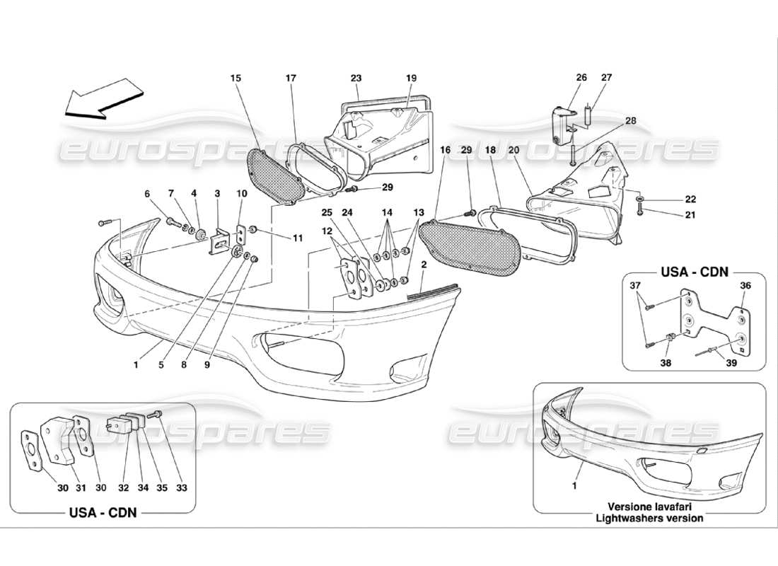 Ferrari 360 Challenge Stradale FRONT BUMPER Parts Diagram