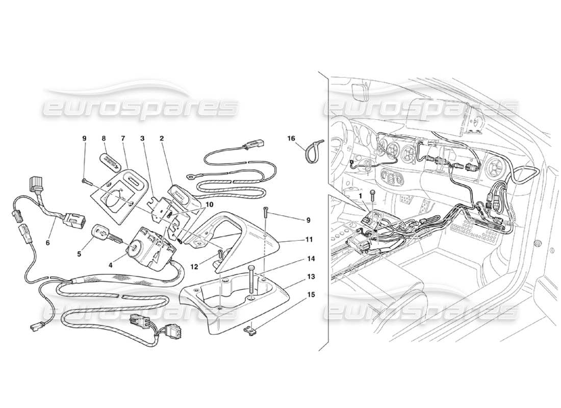 Ferrari 360 Challenge Stradale Passenger Air-Bag Exclusion Kit Parts Diagram