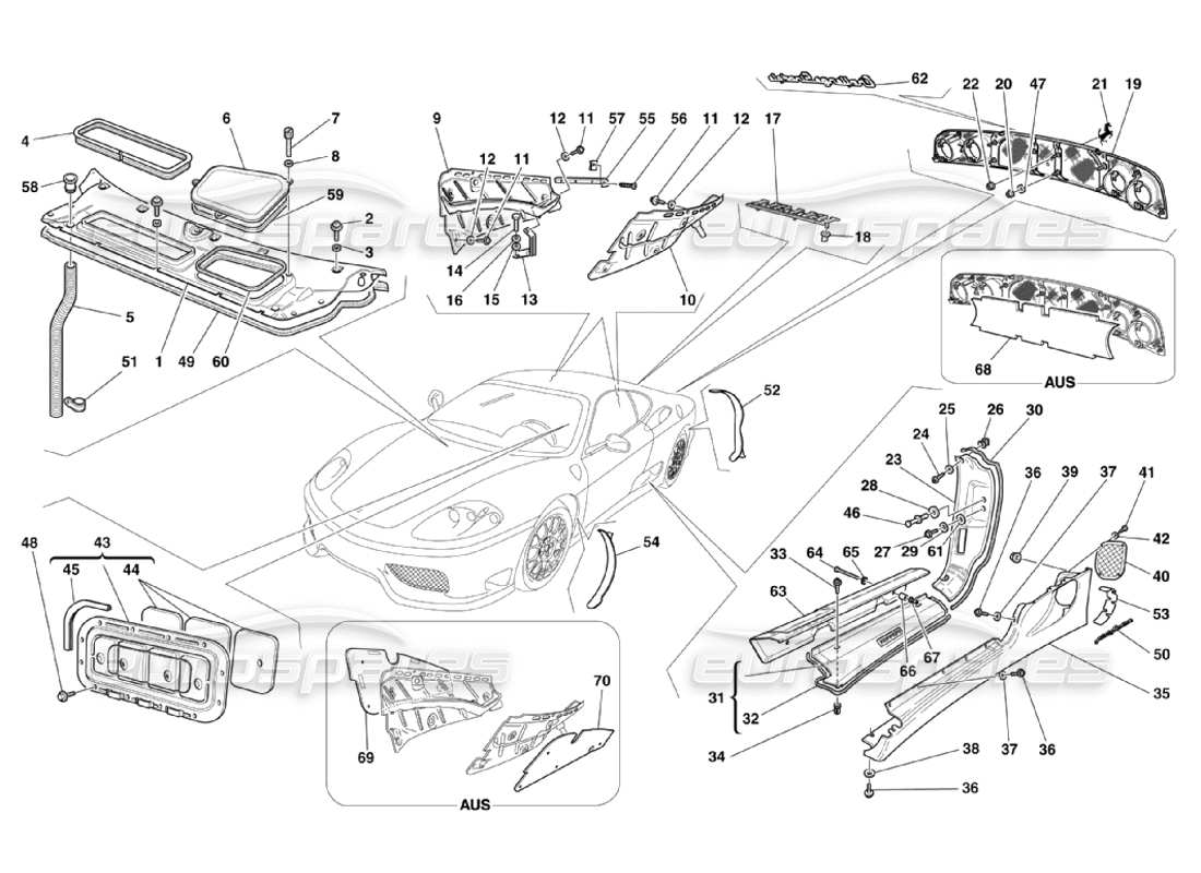 Ferrari 360 Challenge Stradale Shields - Outside Finishing Parts Diagram