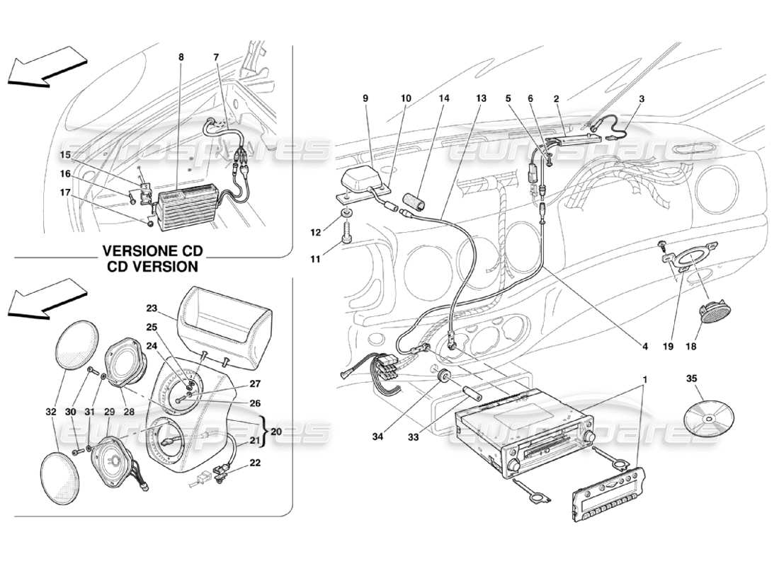 Ferrari 360 Challenge Stradale Stereo Equipment Parts Diagram