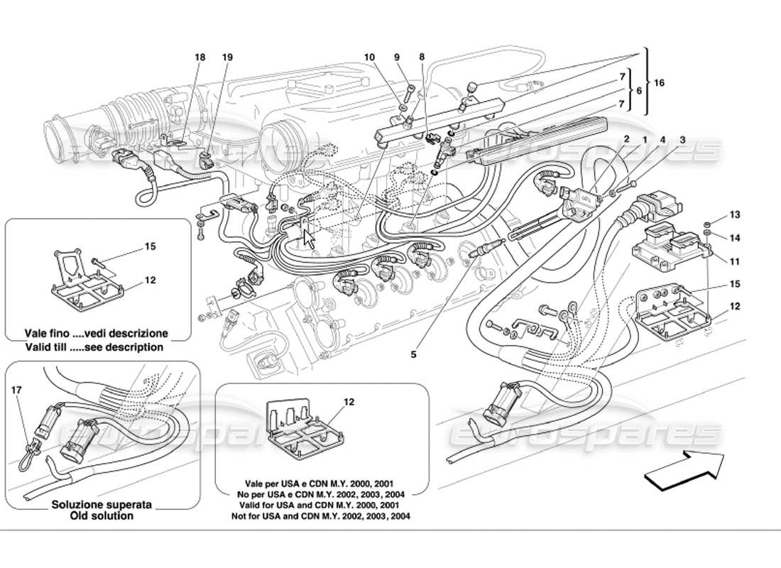 Ferrari 360 Modena injection device ignition Part Diagram