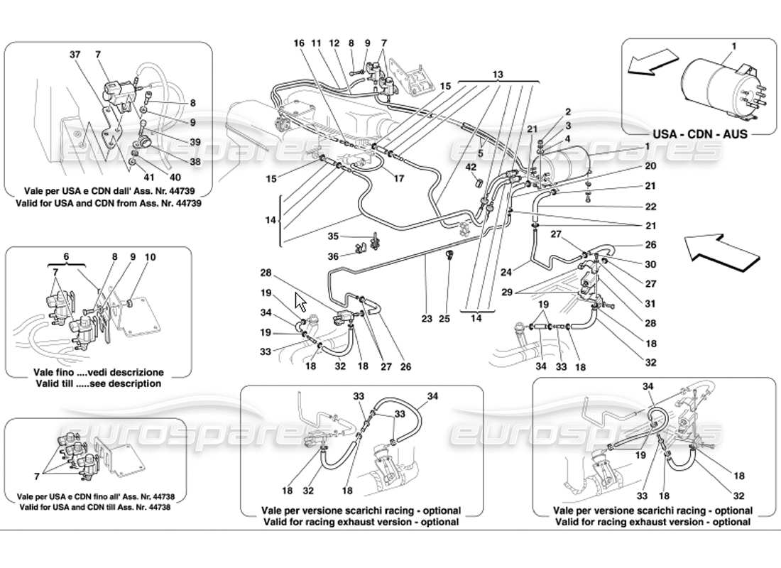 Ferrari 360 Modena pneumatics actuator system Parts Diagram