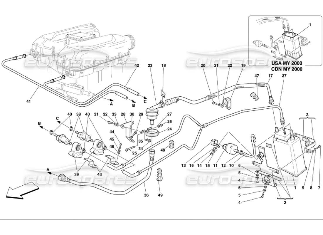 Ferrari 360 Modena Antievaporation Device Parts Diagram