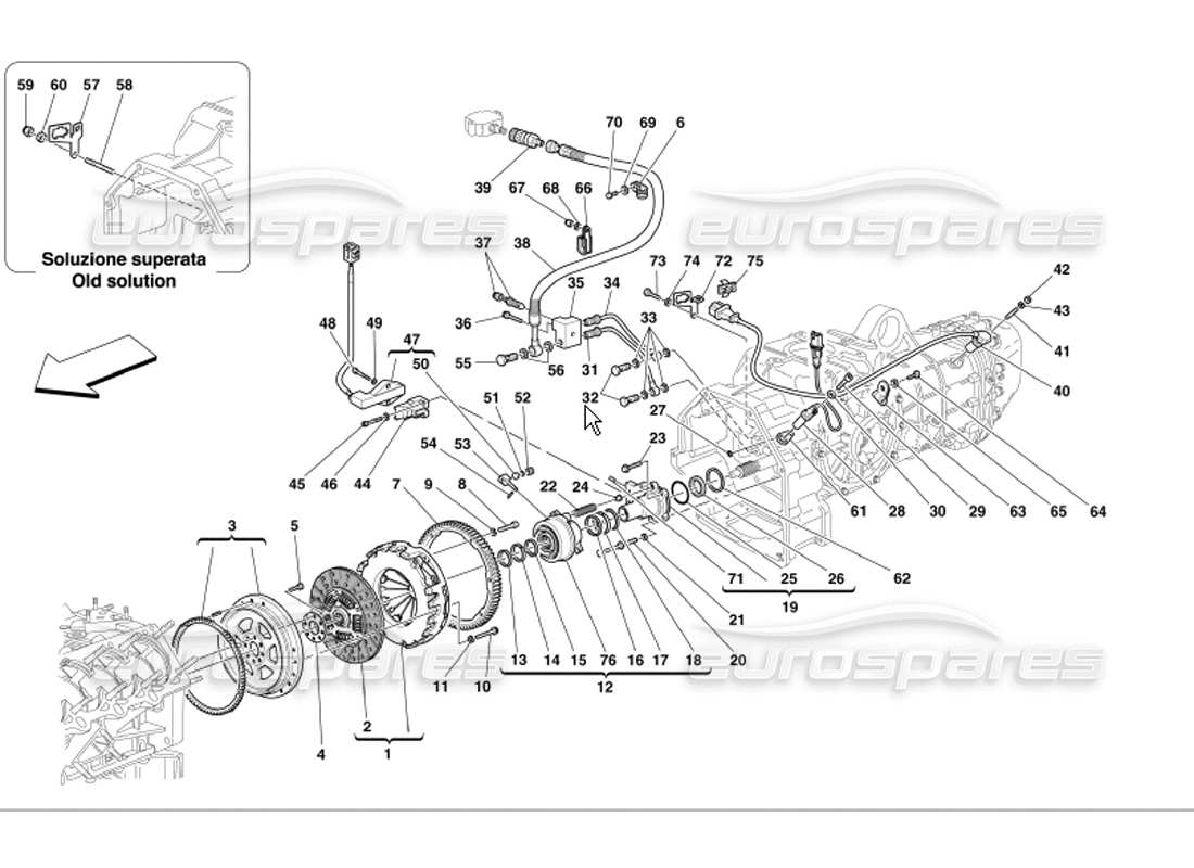 Ferrari 360 Modena Clutch and Controls Parts Diagram