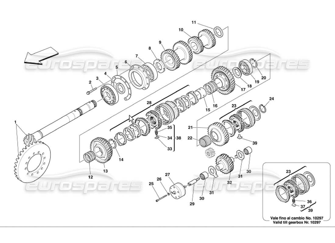 Ferrari 360 Modena Lay Shaft Gears Parts Diagram