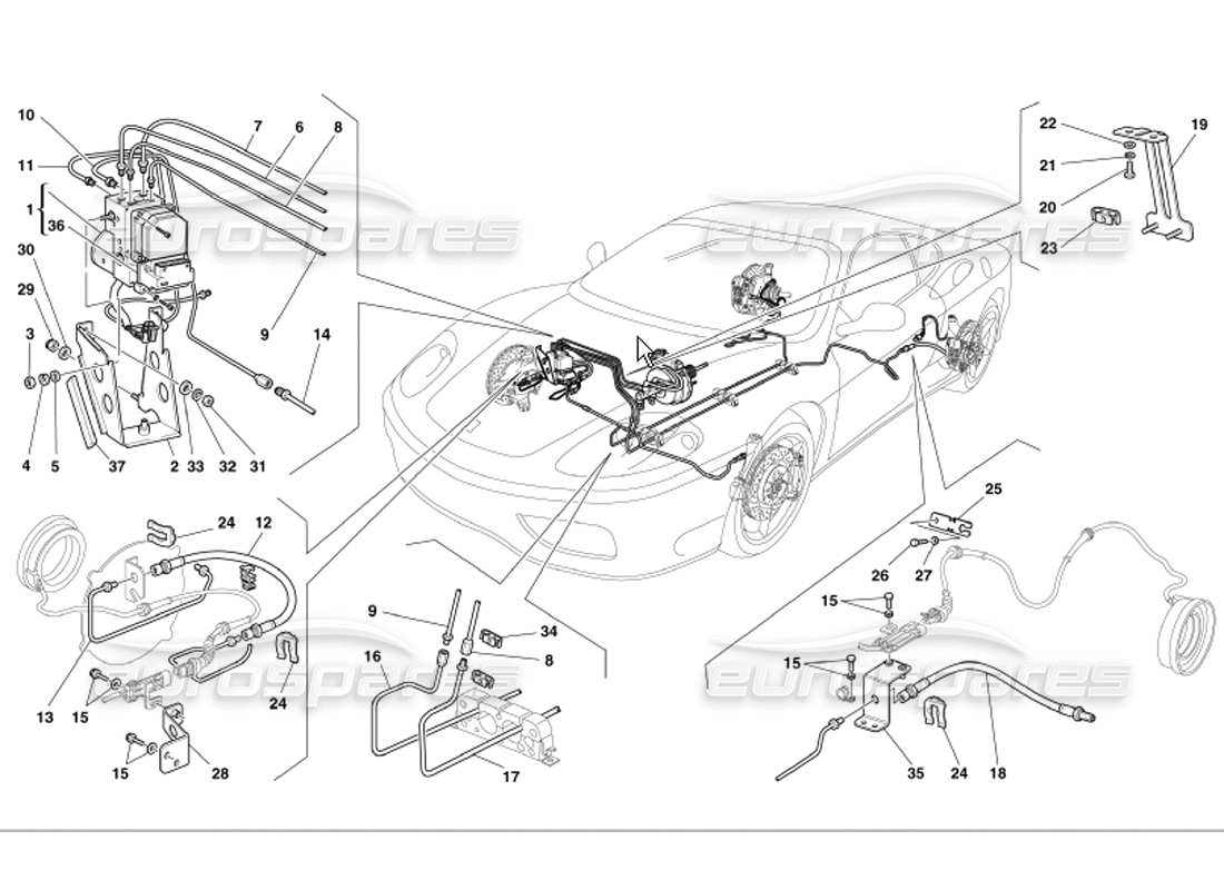 Ferrari 360 Modena Brake System Parts Diagram