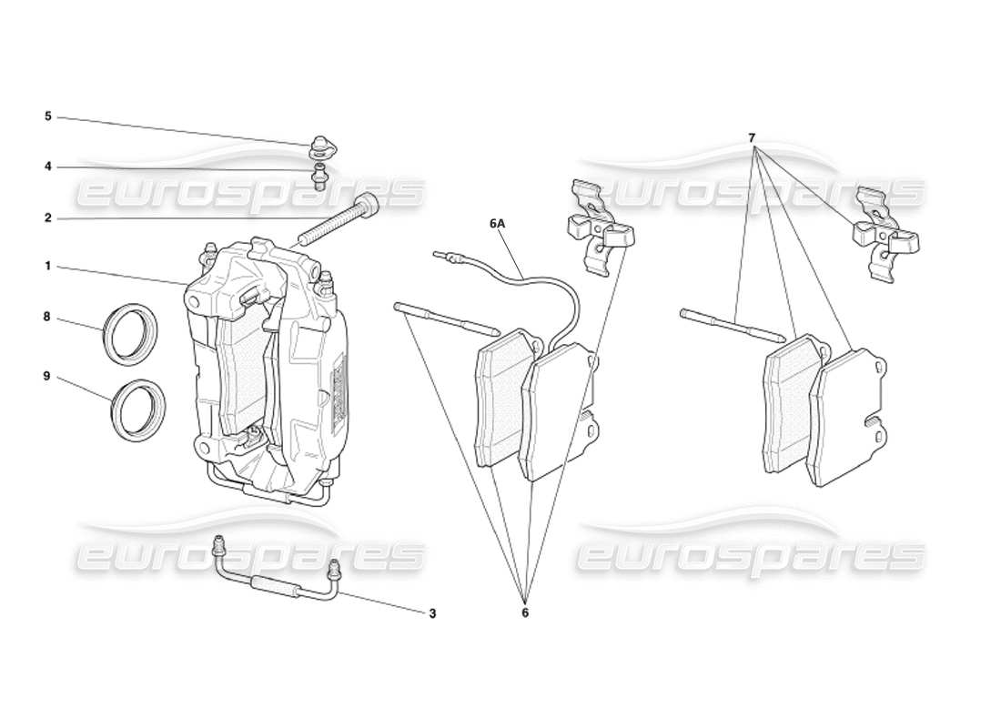 Ferrari 360 Modena Calipers for Front and Rear Brakes Part Diagram