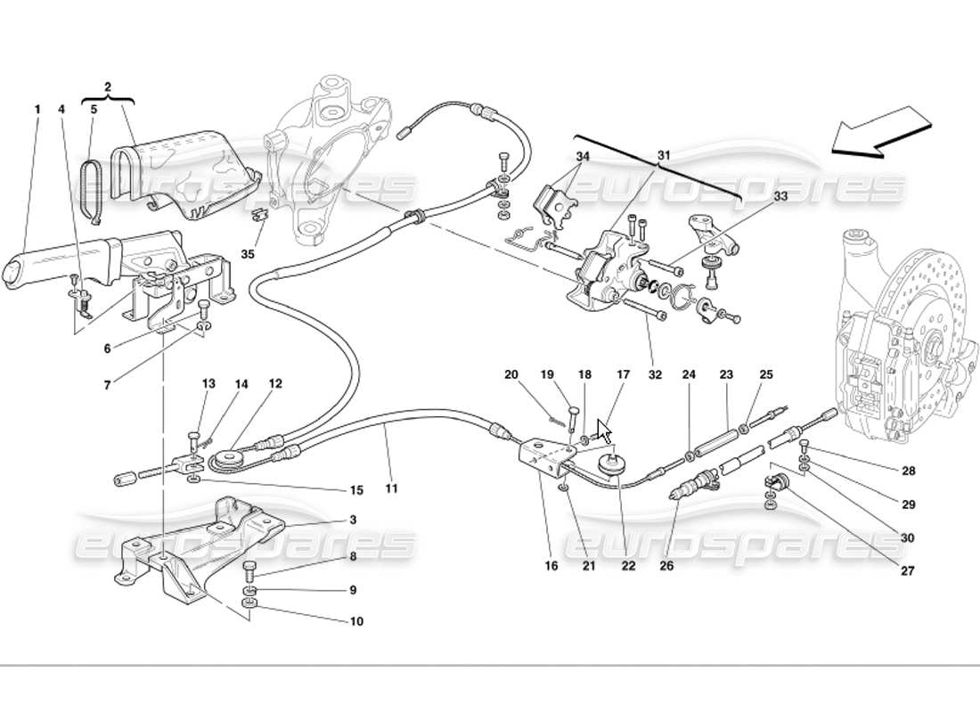 Ferrari 360 Modena Hand-Brake Control Parts Diagram