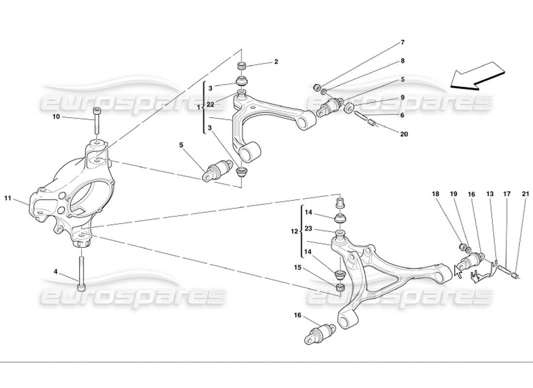 Ferrari 360 Modena Front Suspension Wishbones Parts Diagram