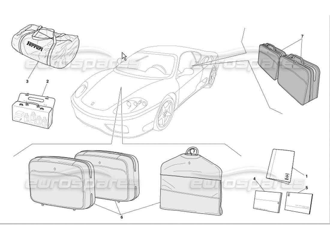 Ferrari 360 Modena documentation and accessories Part Diagram