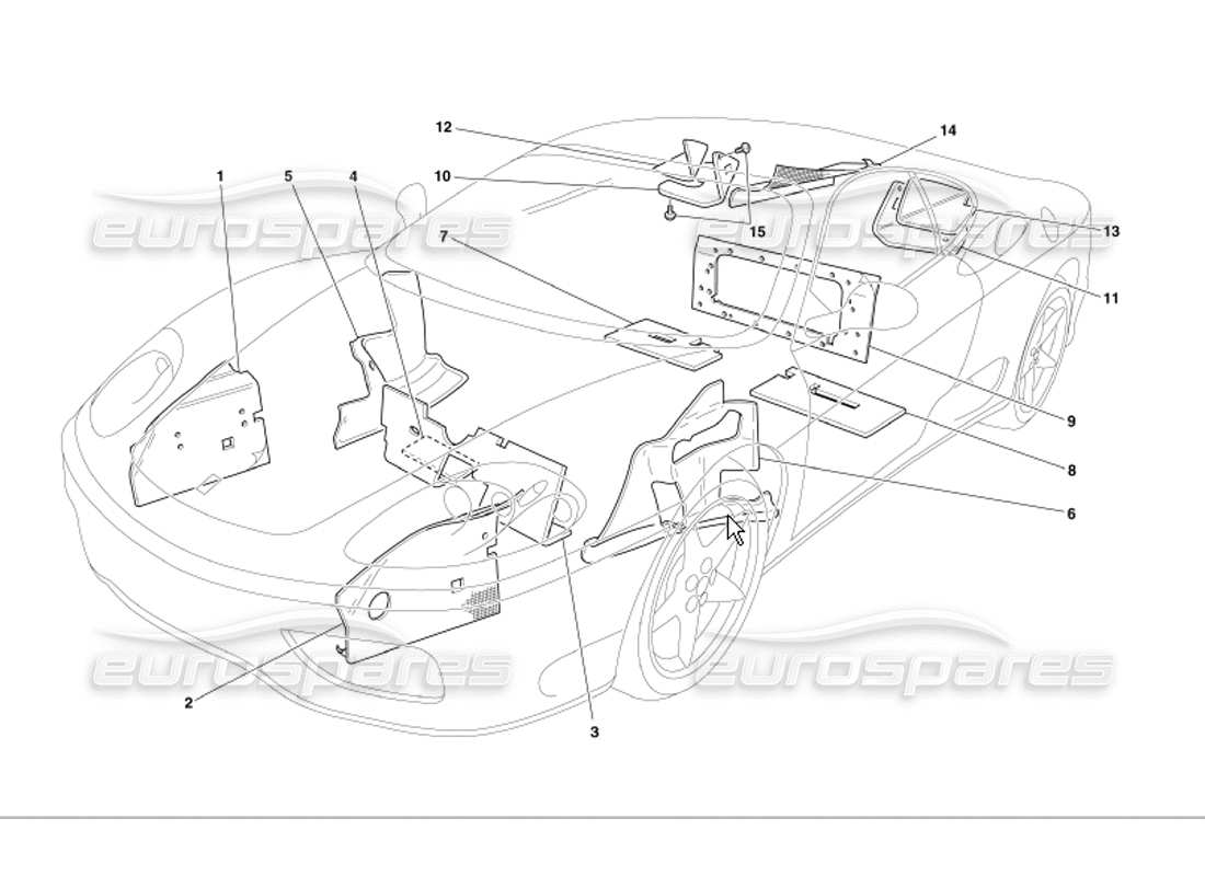 Ferrari 360 Modena Insulations Parts Diagram