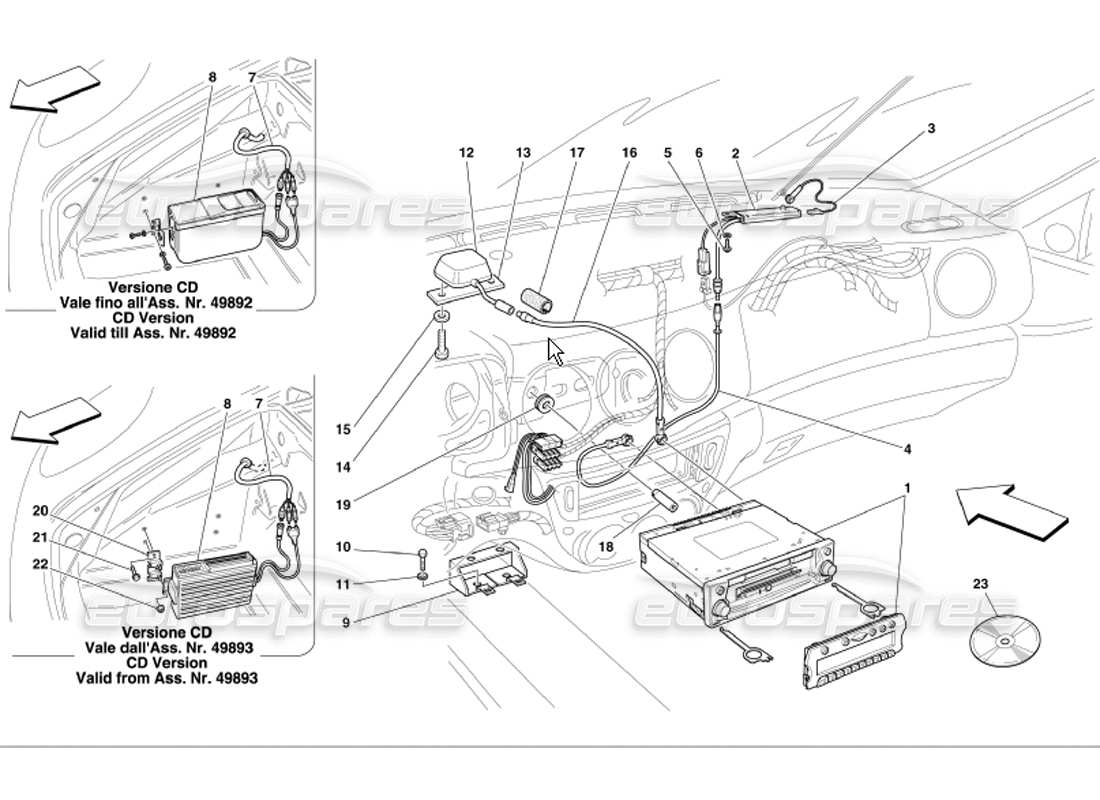 Ferrari 360 Modena Stereo Equipment Part Diagram