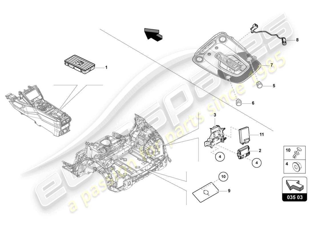 Lamborghini Urus Performante (2023) electric parts for cellphone preparation Part Diagram