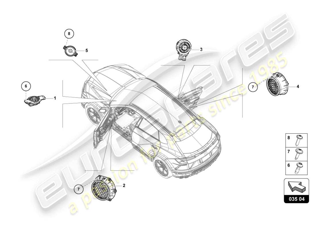 Lamborghini Urus Performante (2023) electrical parts for audio system Part Diagram