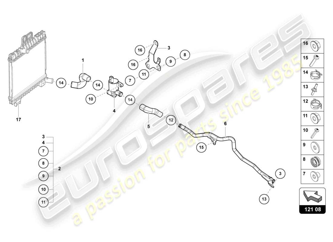 Lamborghini Urus Performante (2023) COOLANT PIPE Part Diagram