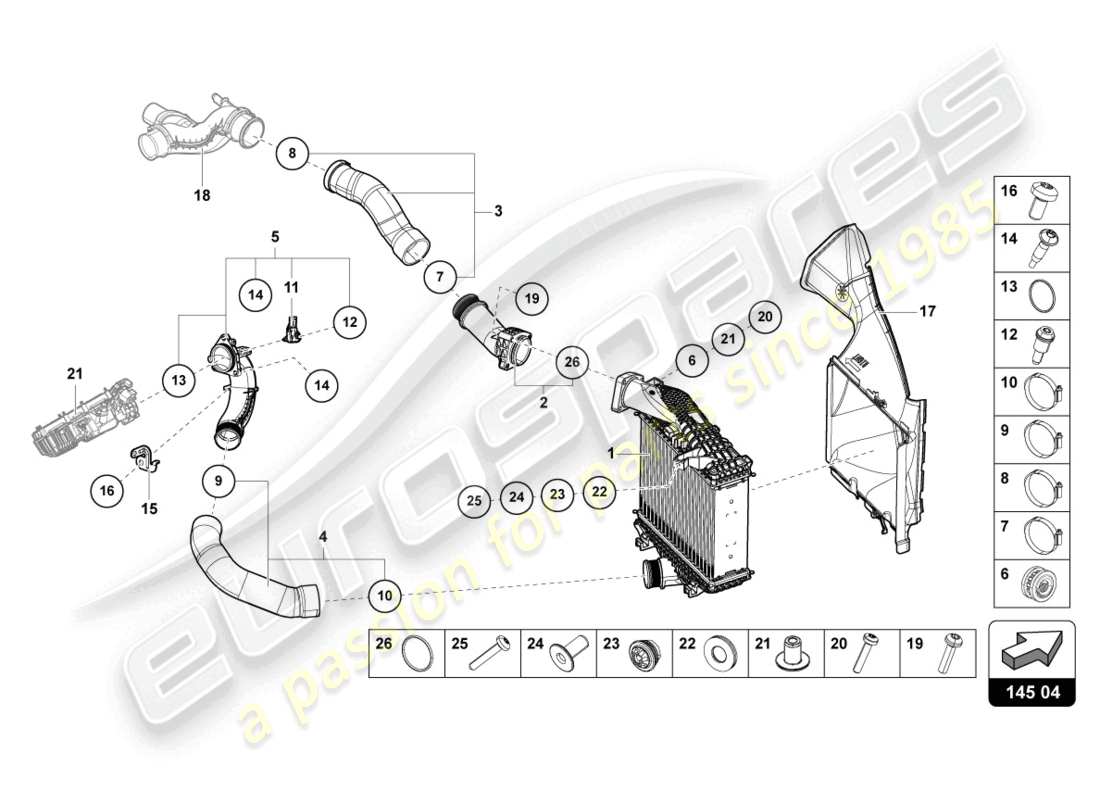 Lamborghini Urus Performante (2023) CHARGE AIR COOLER RIGHT Part Diagram