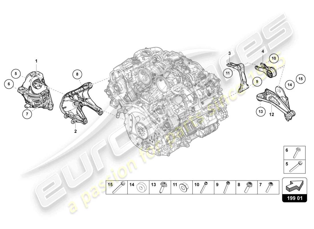 Lamborghini Urus Performante (2023) ENGINE BRACKET Part Diagram