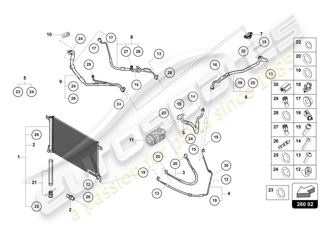 Lamborghini Urus Performante (2023) A/C CONDENSER Part Diagram
