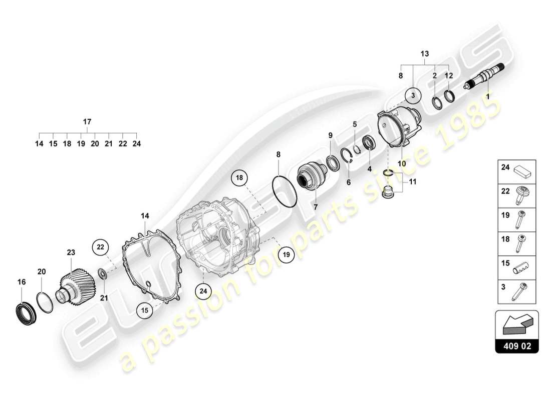 Lamborghini Urus Performante (2023) DIFFERENTIAL FRONT Part Diagram