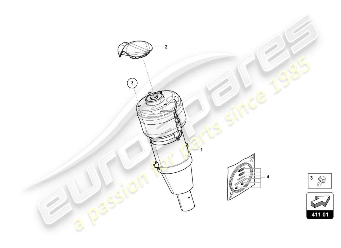 Lamborghini Urus Performante (2023) GAS STRUT Part Diagram