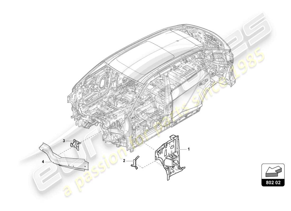 Lamborghini Urus Performante (2023) SECTIONAL PARTS FOR THE SIDE SECTION Part Diagram