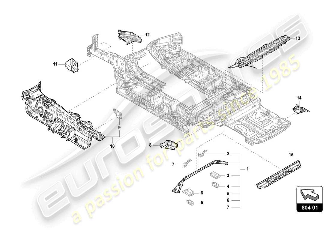 Lamborghini Urus Performante (2023) underbody Part Diagram