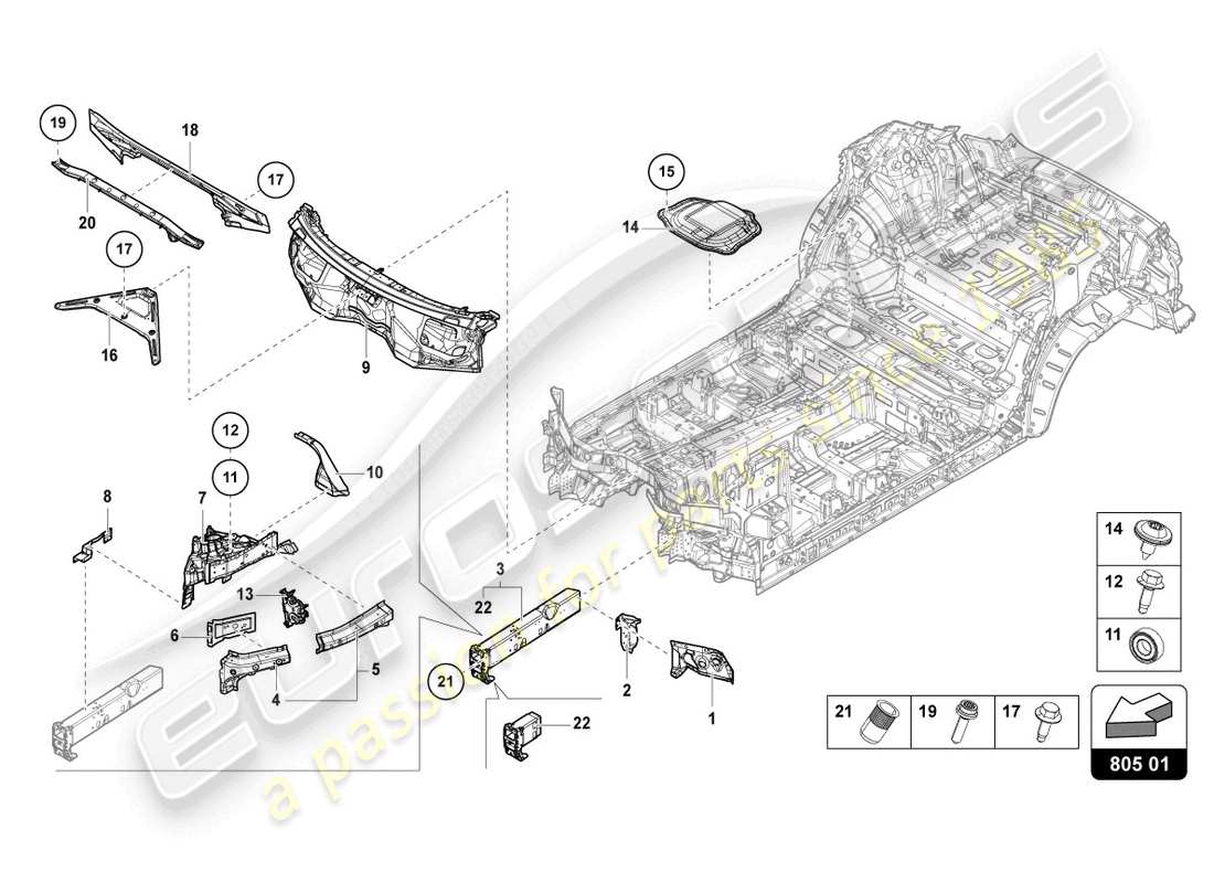Lamborghini Urus Performante (2023) UNDERBODY FRONT Part Diagram