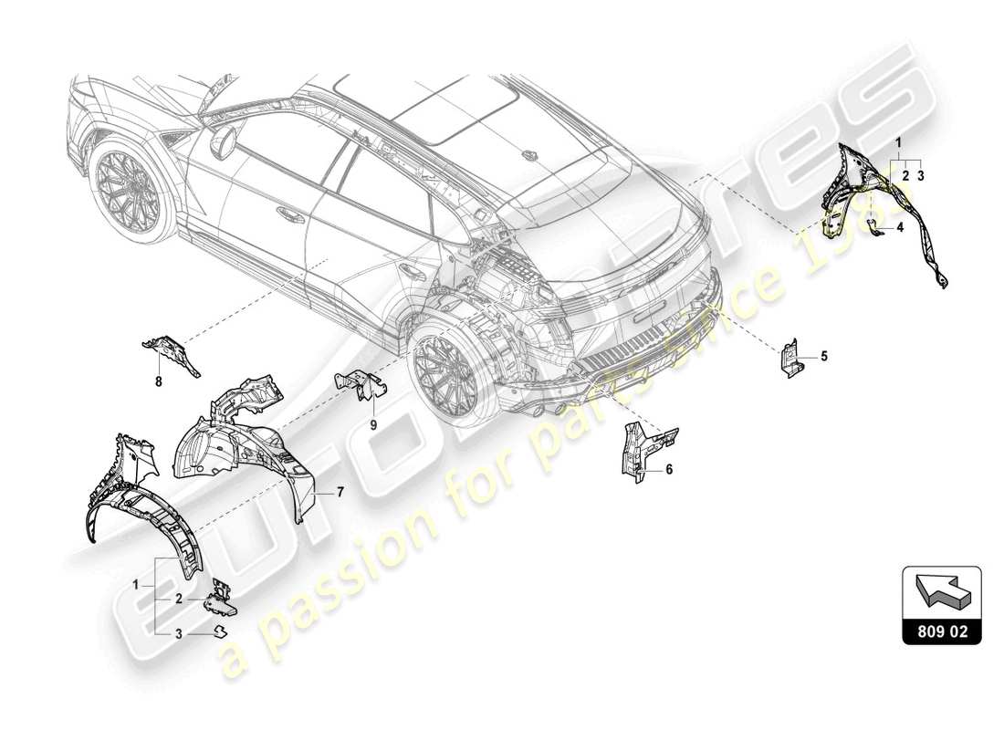 Lamborghini Urus Performante (2023) WING PROTECTOR REAR Part Diagram