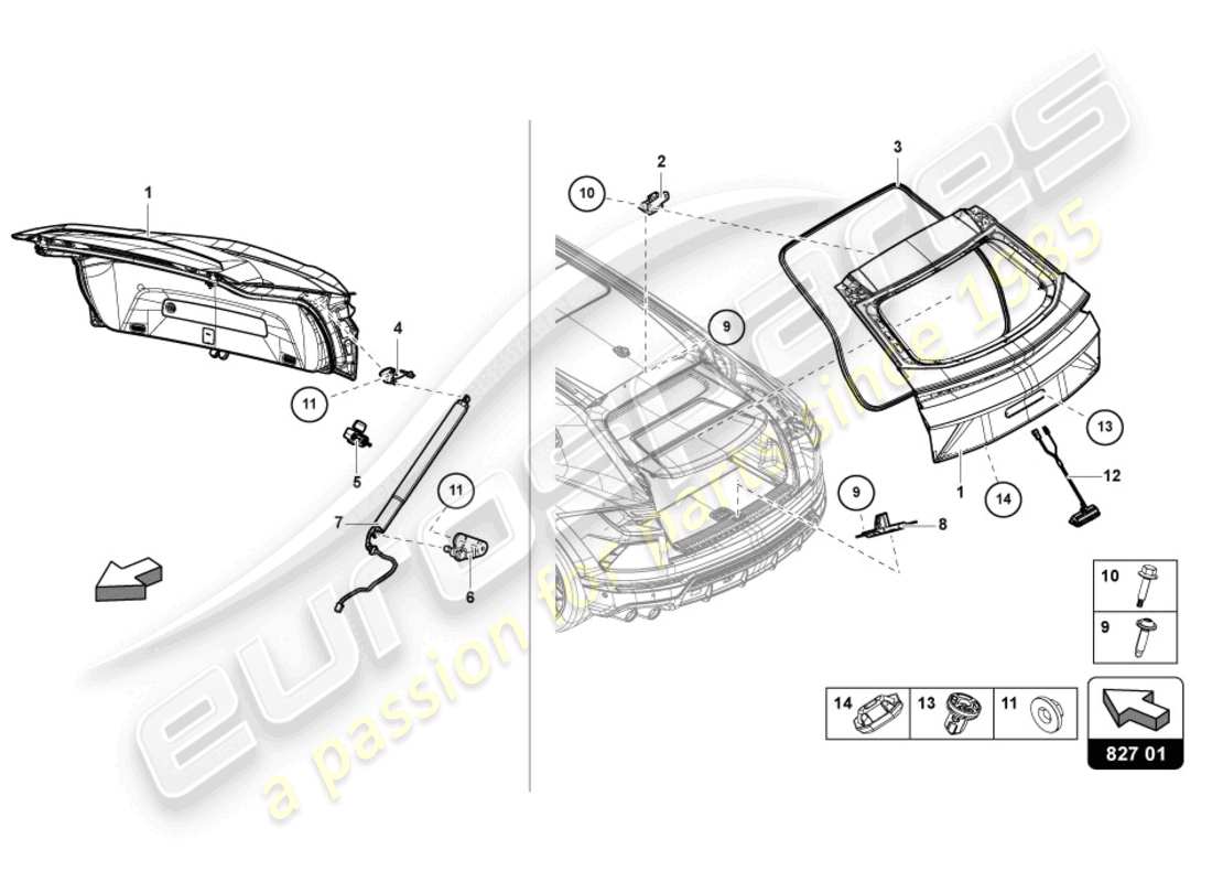 Lamborghini Urus Performante (2023) REAR LID REAR Part Diagram